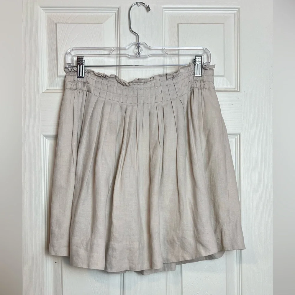 J. Crew Sidewalk Linen Pleated Skirt beige color size 2